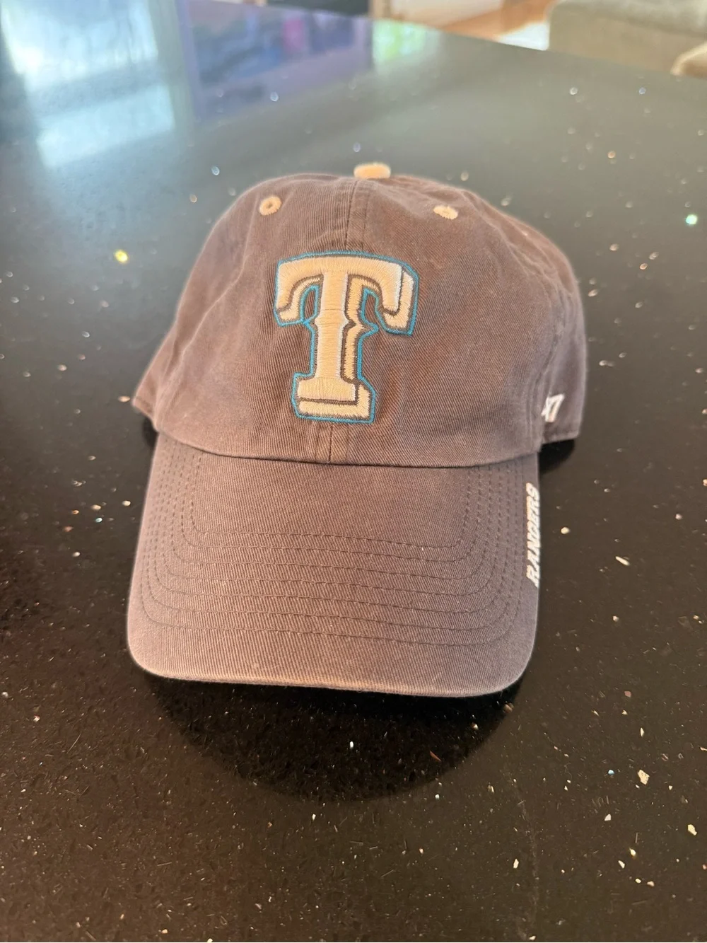 Texas Rangers MLB Embroidered Baseball Cap - Navy with Tan/Teal Accent